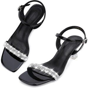 Women's Black  Rhinestone Kitten Heels Wedding Pumps Formal Comfortable Shoes